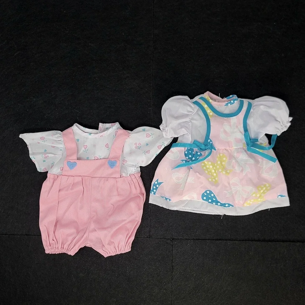 Vintage Doll Clothes for Cabbage Patch Kids Lot of 2 Pink Romper Butterfly Dress